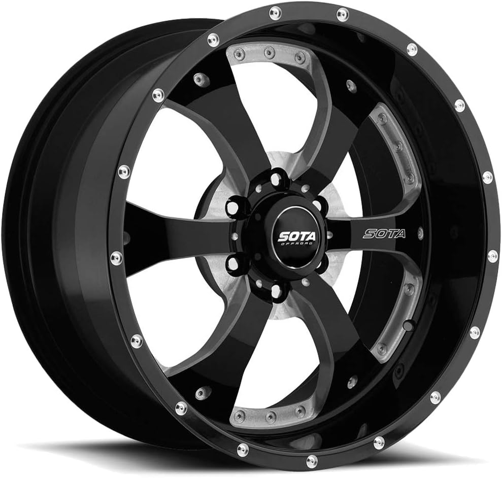 SOTA Offroad 561DM Novakane Death Metal Black/Gloss Black w/Full CNC Milling Wheel with Painted Finish (20 x 9. inches /6 x 135 mm, 0 mm Offset)