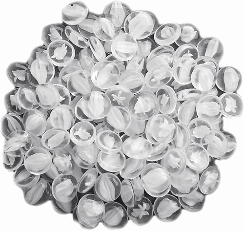 Gemas de vidrio - Rellenos de jarrones - Rellenos de acuario (1 libra, blanco ojo de gato)