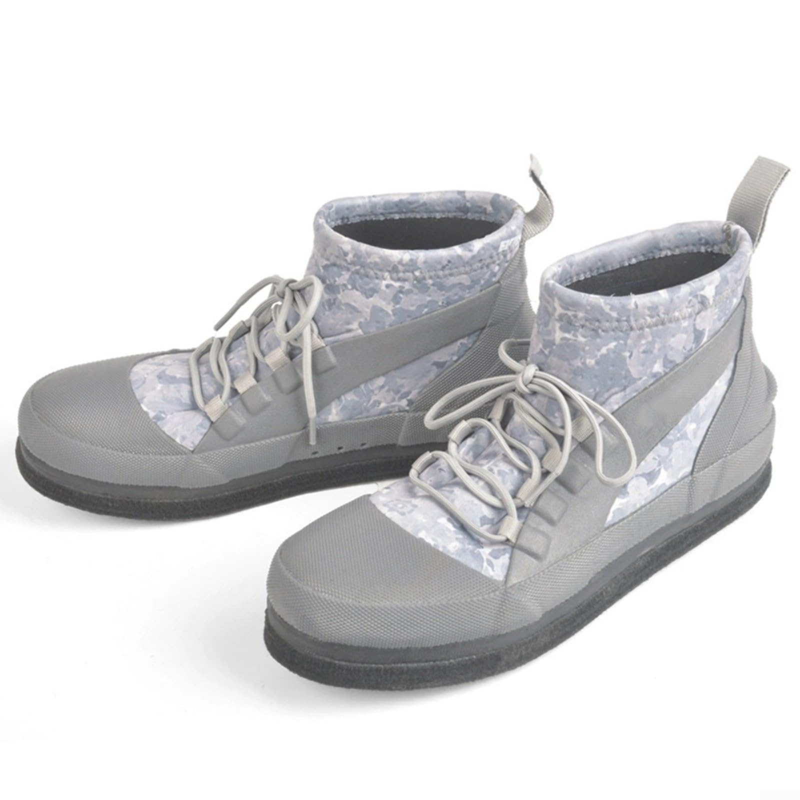 Zapatos acuáticos de pesca para hombre y mujer, suela de fieltro de goma antideslizante con clavos de acero, agujeros de drenaje para playa, escalada en roca, al aire libre, gris, talla 36
