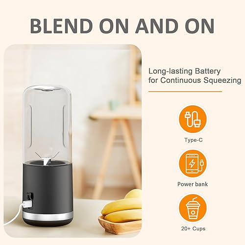 Miniatura 5 de BESNOOW Portable Blender, Personal Blender for Shakes and Smoothies, 4000mAh USB Rechargeable, BPA Free 15.2 Oz 450ML Juicer Cup with 6 Blades and