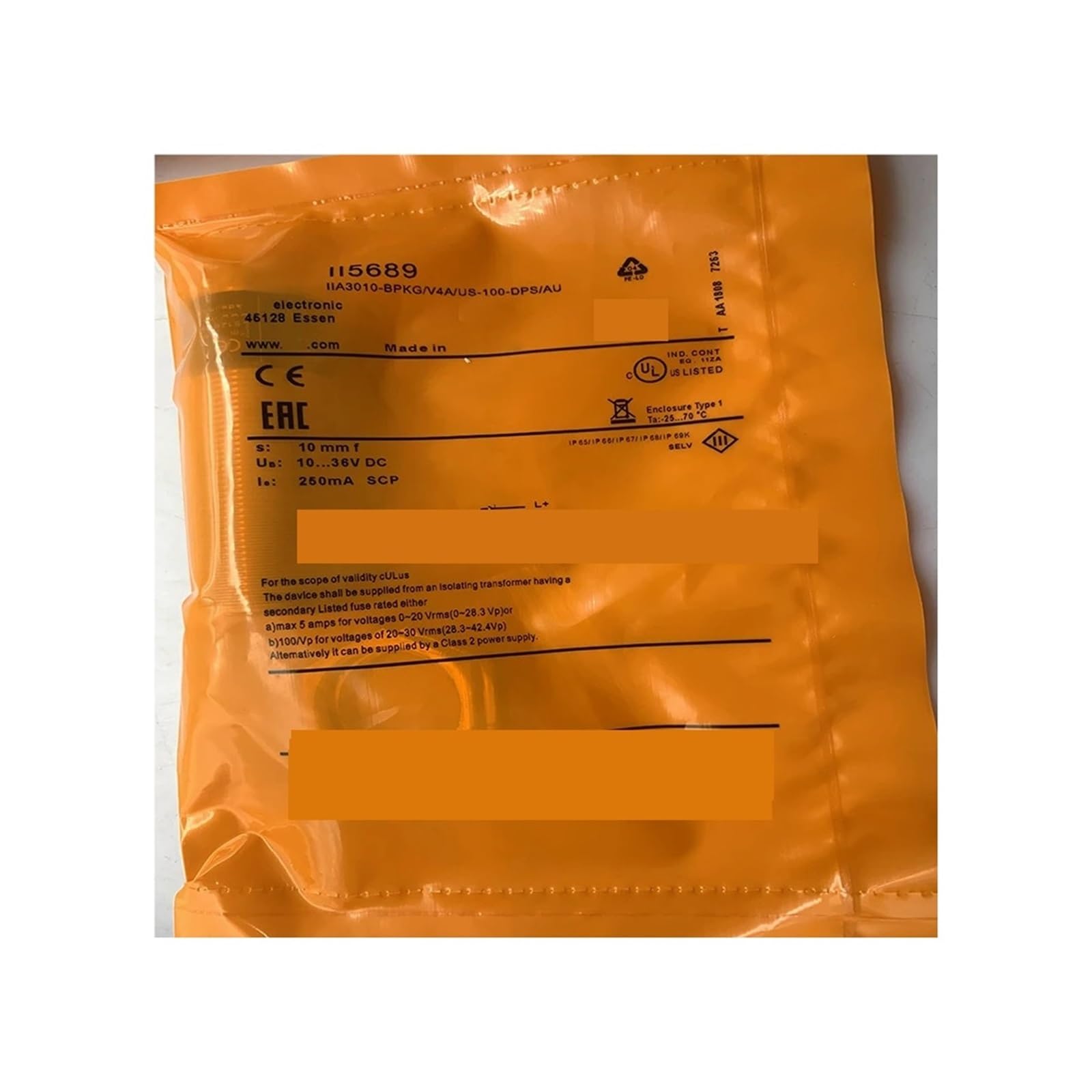 Capteur inductif II5669 pour automatisme de ligne de conditionnement