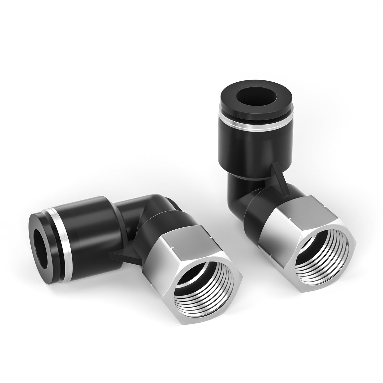 TAILONZ PNEUMATIC Female Elbow 1/4 Inch Tube OD x 1/4 Inch NPT Thread 90 Push to Connect Fittings PLF-1/4-N2 (Pack of 10)