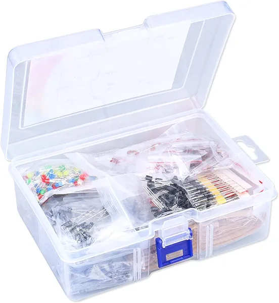 YUEONEWIN 1400Pcs Basic Electronics Component Assortment Kit, Electrolytic Capacitor, Ceramic Capacitor, LED Diode, Common Diode, Resistor, Transistor Component for Arduino, Electronic DIY Project