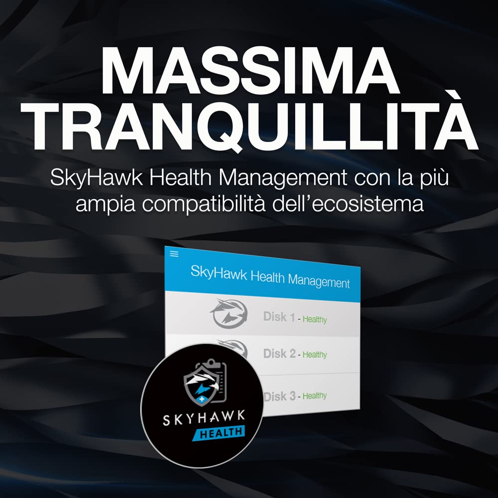 Seagate SkyHawk AI, 3 TB, Unità Disco Interna per Applicazioni di Sorveglianza, Unità SATA 6 GBit/s, 3.5", Cache 64 MB per Sistemi con Videocamere DVR e NVR, 3 Anni di Servizi Rescue (ST3000VX010)
