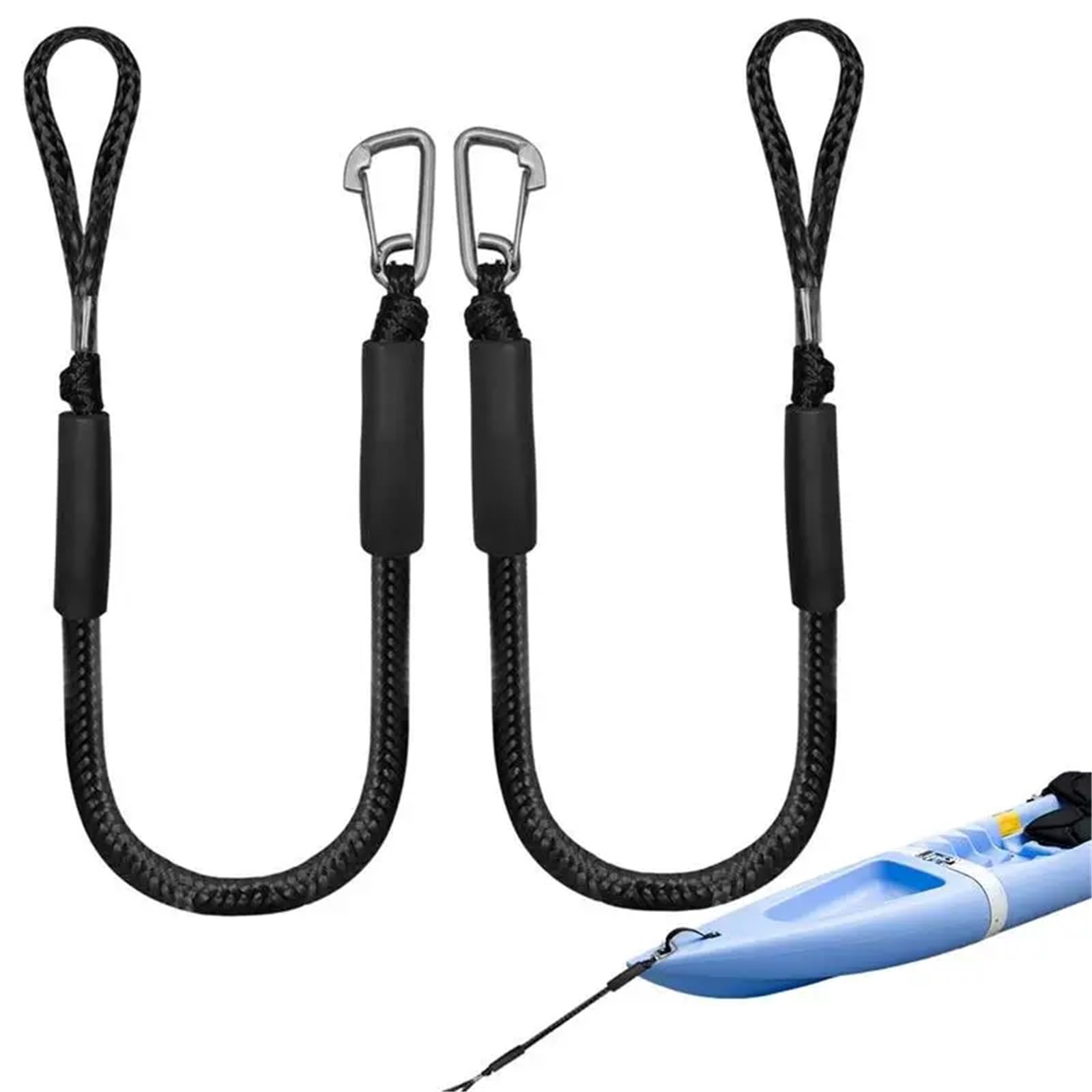 Festmacherleine 4ft Boot Bungee Dock Linien Mit Edelstahl Clip Marine Festmacher Seil for Kajak Anker Schnur Dockline Boote 2PCS(Red120cm/47.24in)