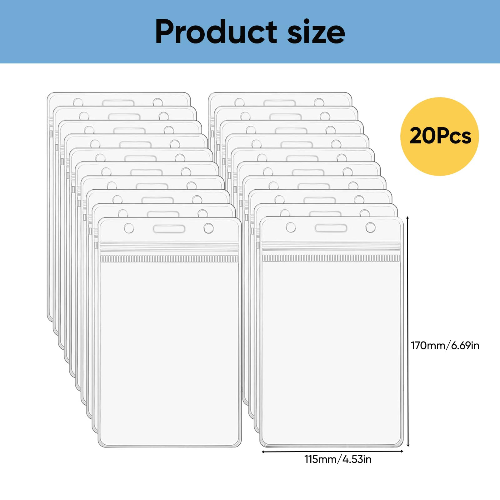 Buy EcoEarth Vertical Nae Badge Holders (Large 3x4, 250 Pack) Clear Plastic Pouch For ID Nae - View #7