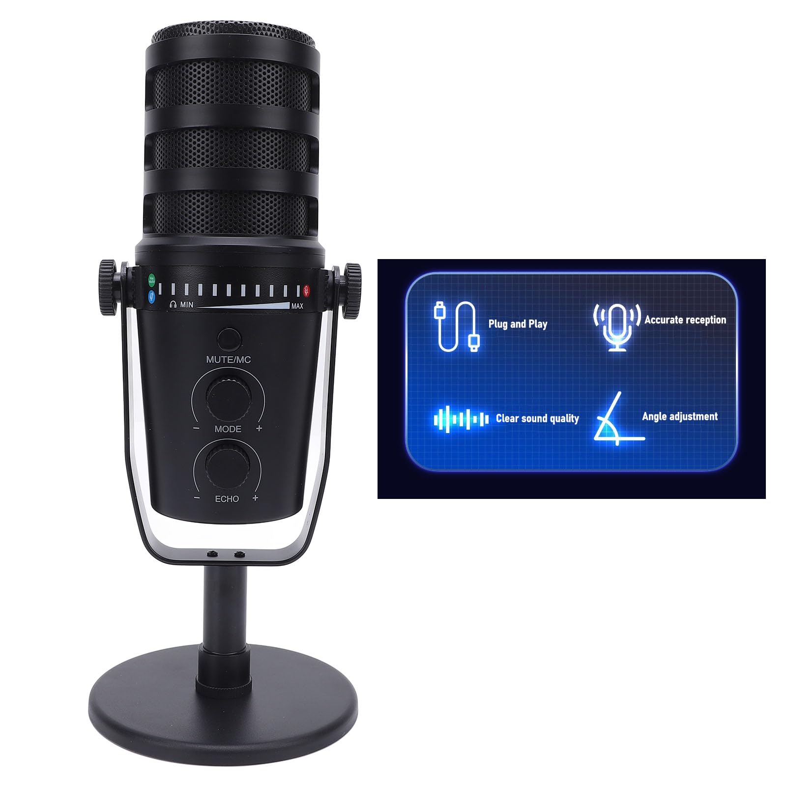 Professionelles Dynamisches Mikrofon, USB/XLR -Mikrofon mit Metallhalterung, Cardioid -Zeigepick -up, Dynamisches Vokalmikrofon für Live -Gaming, Podcast -Streaming