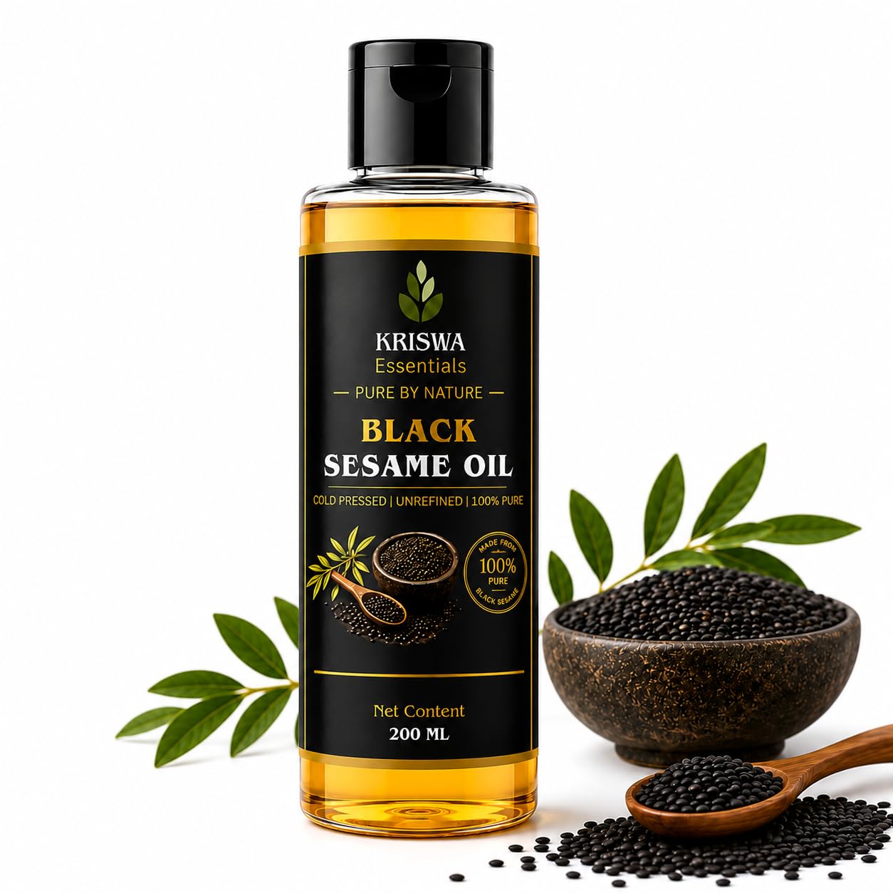 Black Sesame Seed Oil | Pure Cold Pressed Kachi Ghani | Kala Til for Hair, Scalp, Skin & Body Massage | Vitamin E | 200 ml-image-38