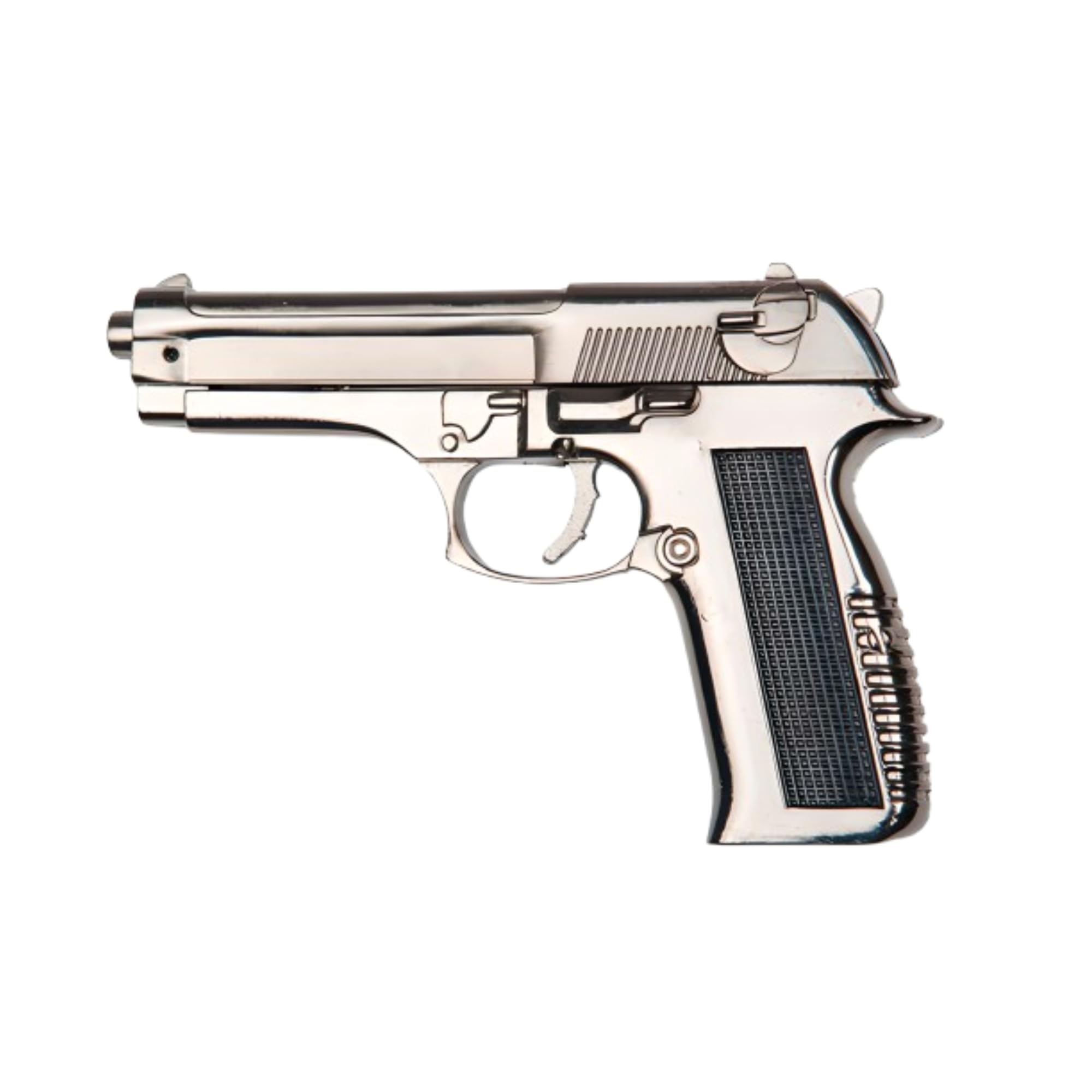 Gun Gas Lighter, Pistol Shaped with Stand, 7.65 mm, Heavy Metal Body, Barrel Pull Back System, with Holster (608) (Grey)-image-35
