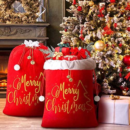 2-Pieces-27-x-36-Inch-Giant-Christmas-Santa-Sack-Oversize-Red-Velvet-Burlap-Santa-Bags-with-Cord-Drawstring-Jumbo-Gift-Bag-Gift-Wrap-Trash-Bags-for-Christmas-Party-Holiday-Supplies-Classic-Style