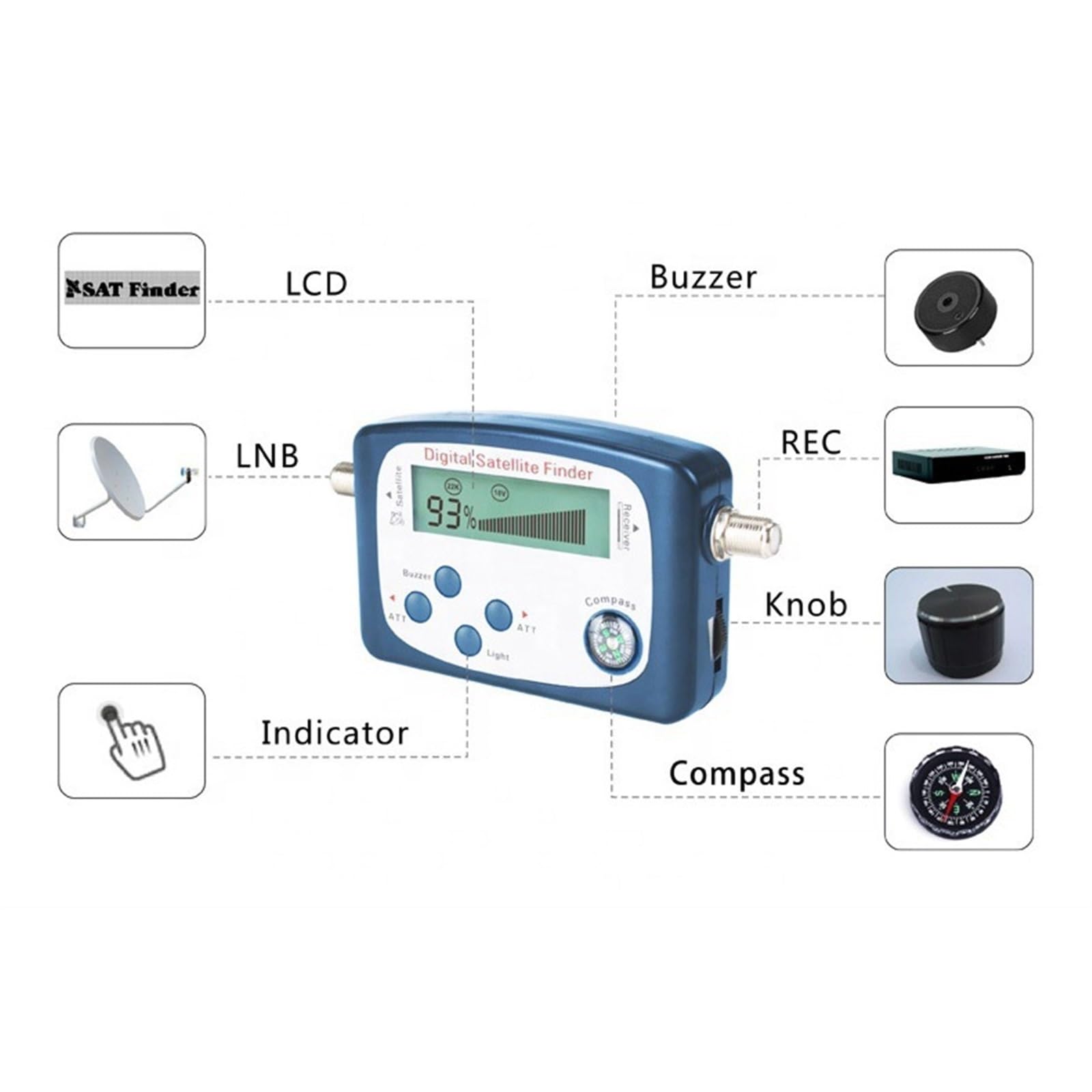 Recherche De Satellite Tuner LNBDétecteur LNBDVB-S2 Sat Finder DéTection PréCise