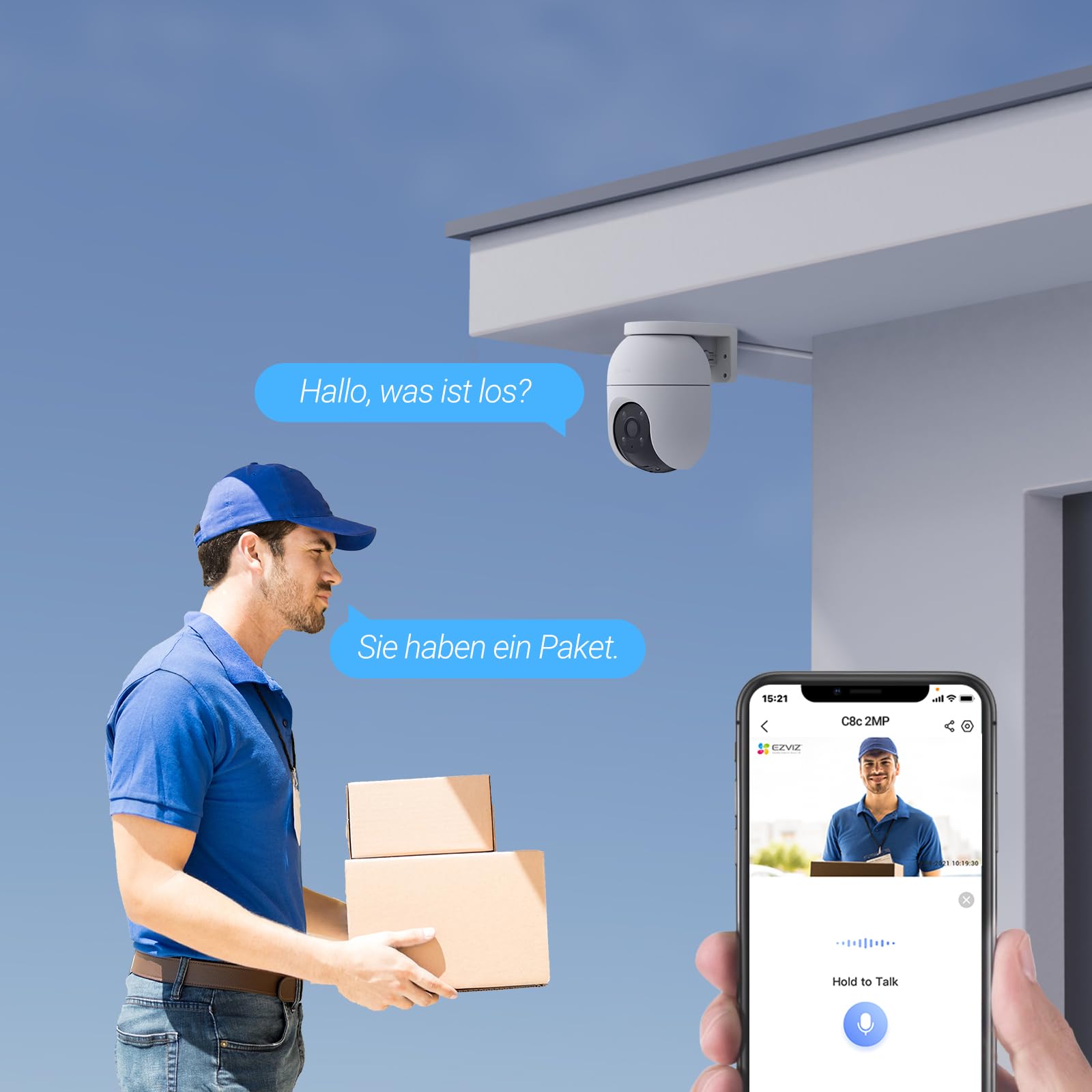 EZVIZ 2MP Überwachungskamera Aussen, WLAN IP Kamera mit 360° Abdeckung und Zwei-Wege-Audio, Personenerkennung mit Smart Tracking, Aktive Verteidigung mit Ton und Licht, wasserdicht, C8c 2 Pack