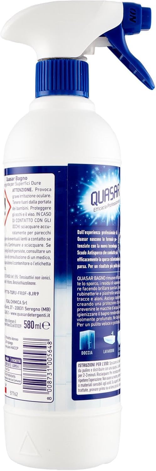 Quasar Bagno Igiene - 12 spray igienizzanti per bagno, 580 ml, con portachiavi Italy Shop Service