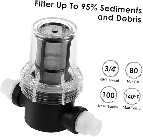 Miniatura 6 de Veemoon Filtro en línea de malla de filtro de fregadero de cocina Filtro en línea de malla para manguera de agua