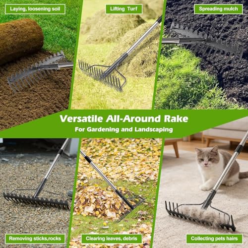 77-Inch Bow Rake with Adjustable Handle