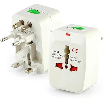 Kit 2 Adaptadores Tomada Universal Padrão Internacional, Adaptador Mais de 150 Países, Para Viagem, Bivolt, EUA, UK, JP, AU, EU - TKLA