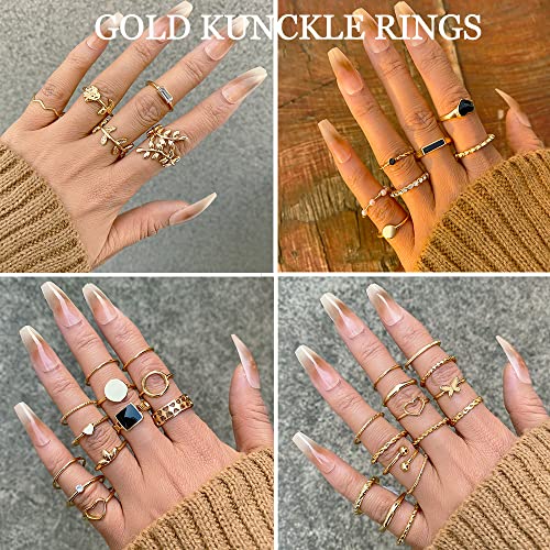 If You 66 Pcs Gold Knuckle Rings Set For Women, Vintage Stackable Rings, Boho Snake Finger Rings, Trendy Midi Rings Pack For Teen Girls #TOP4