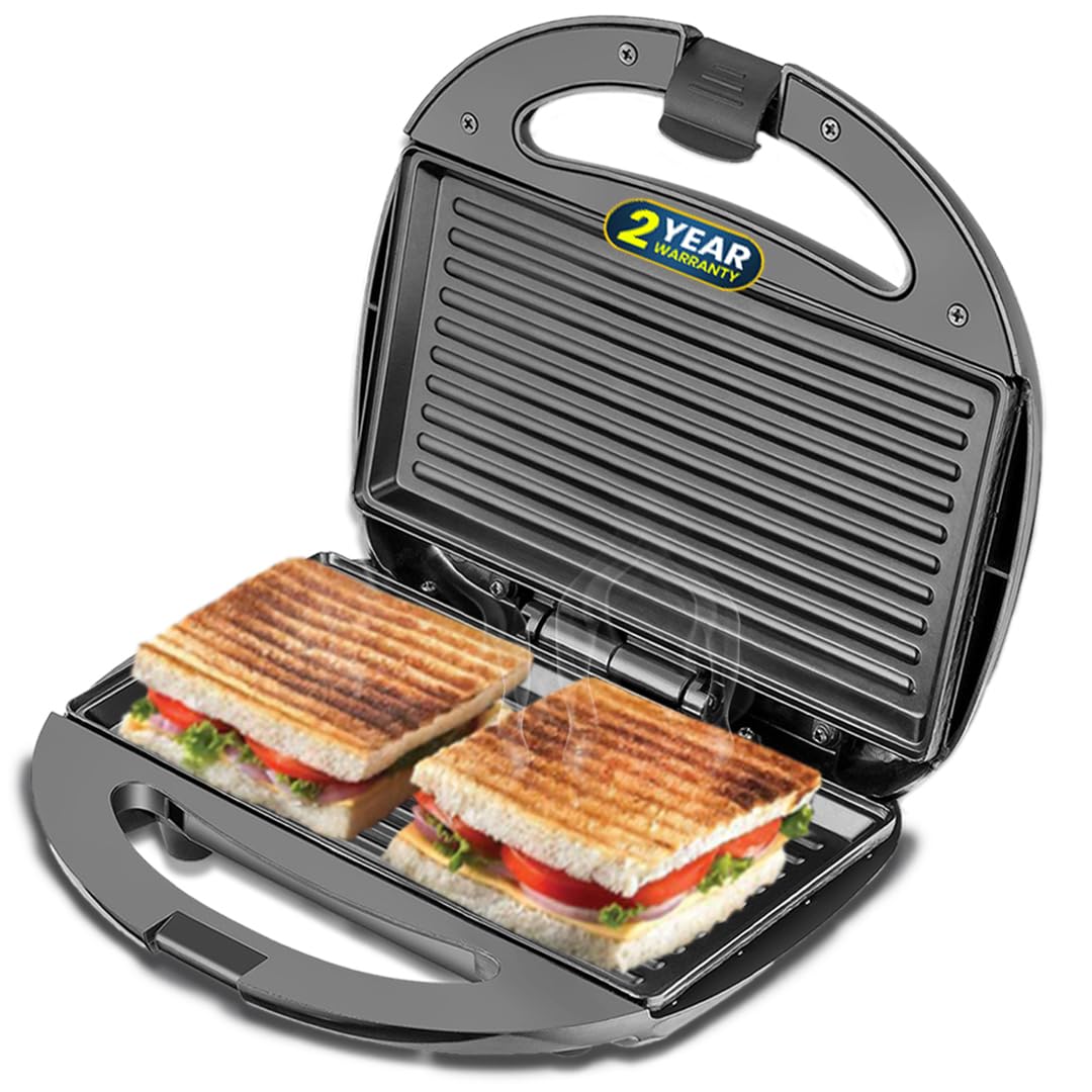 truTRTL Delight Grill Sandwich Maker Electric with German GREBLON coating Non-Stick Plates | 750W | Auto Cut-Off | Black