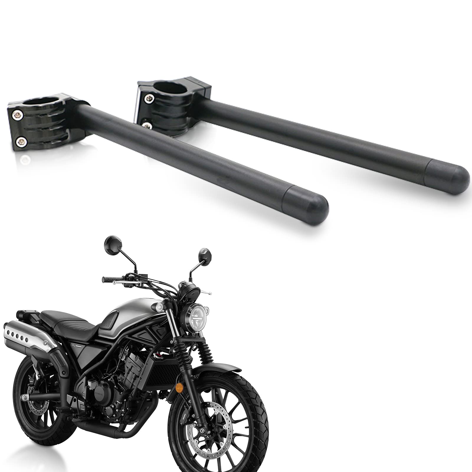 CNC Aluminum 50mm Clip ons Handlebar replacement Fit for fork diameter 50mm Universal cafe Racer Tilt Angle 8° 7/8" bars Clip ons Assembly (50mm)