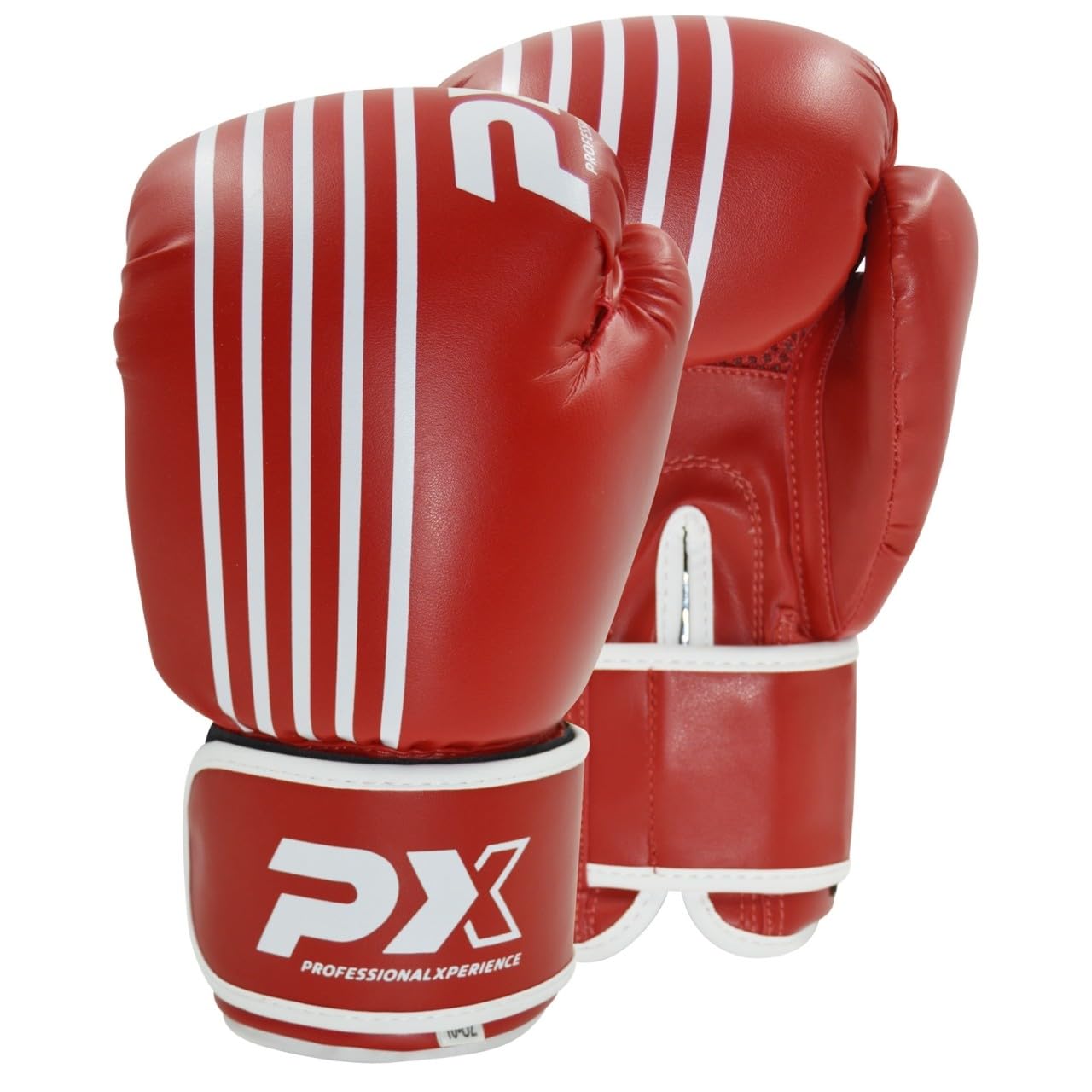 PX Boxhandschuhe Sparring, Kunstleder rot-weiß - Gepolsterte Trainingshandschuhe - Fitness, Sparring und Wettkampf - Ergonomisch - Unisex, Kinder, Erwachsene