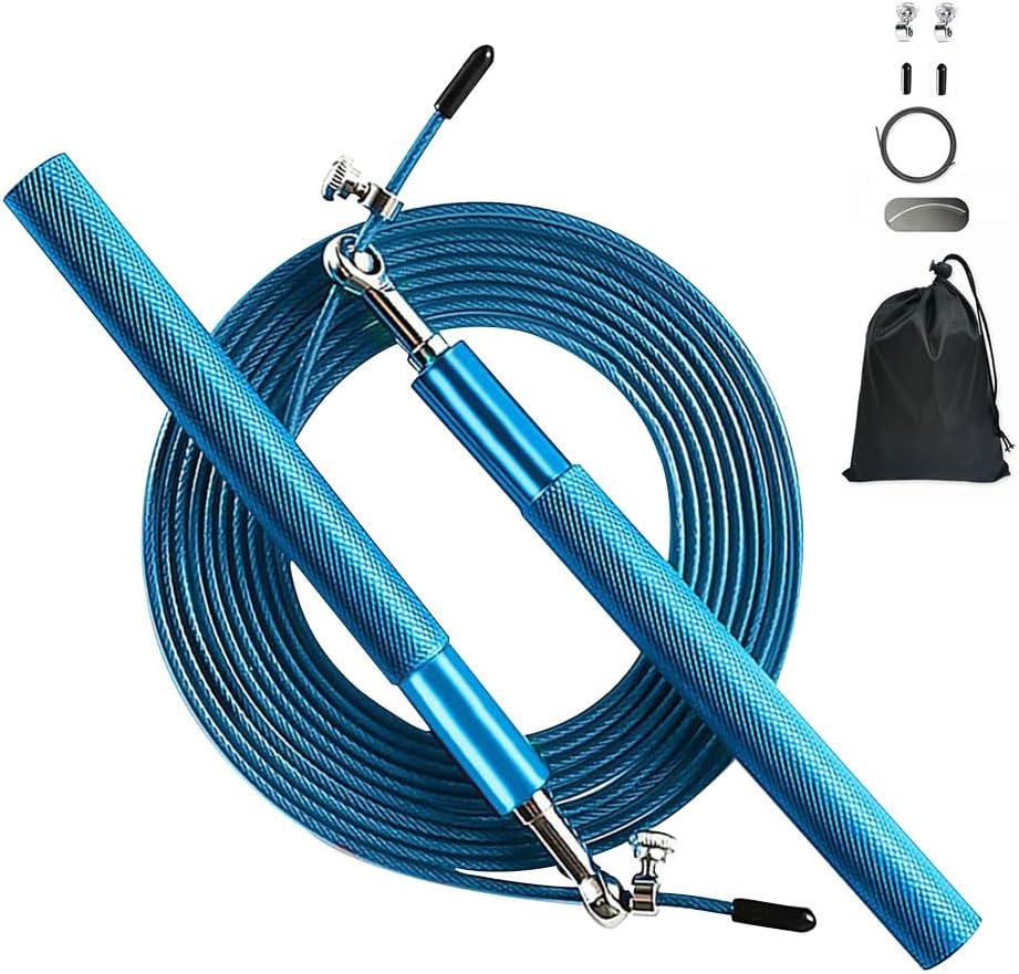 Skipping Rope Speed Jump Rope Double 360° Swivel Ball Bearings Tangle-free with Aluminum Handle Adjustable Jumping Rope (2 Cables) for Cardio Exercise