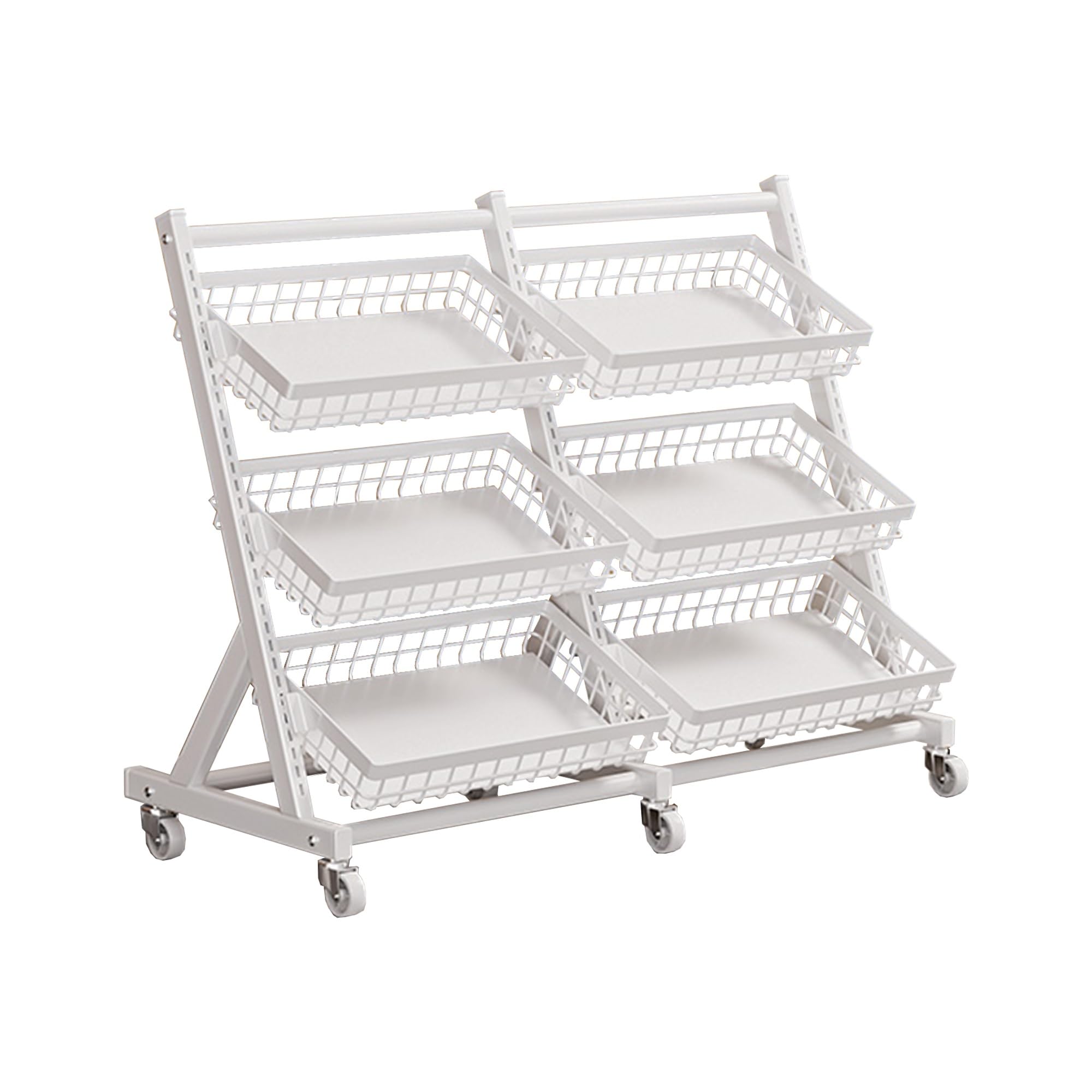 Estante Expositor para Dulces y Aperitivos - Estante de Almacenamiento de Cocina de pie con Cesta Inclinada y Clip extraíble - Carrito Organizador de Metal para Frutas y Verduras