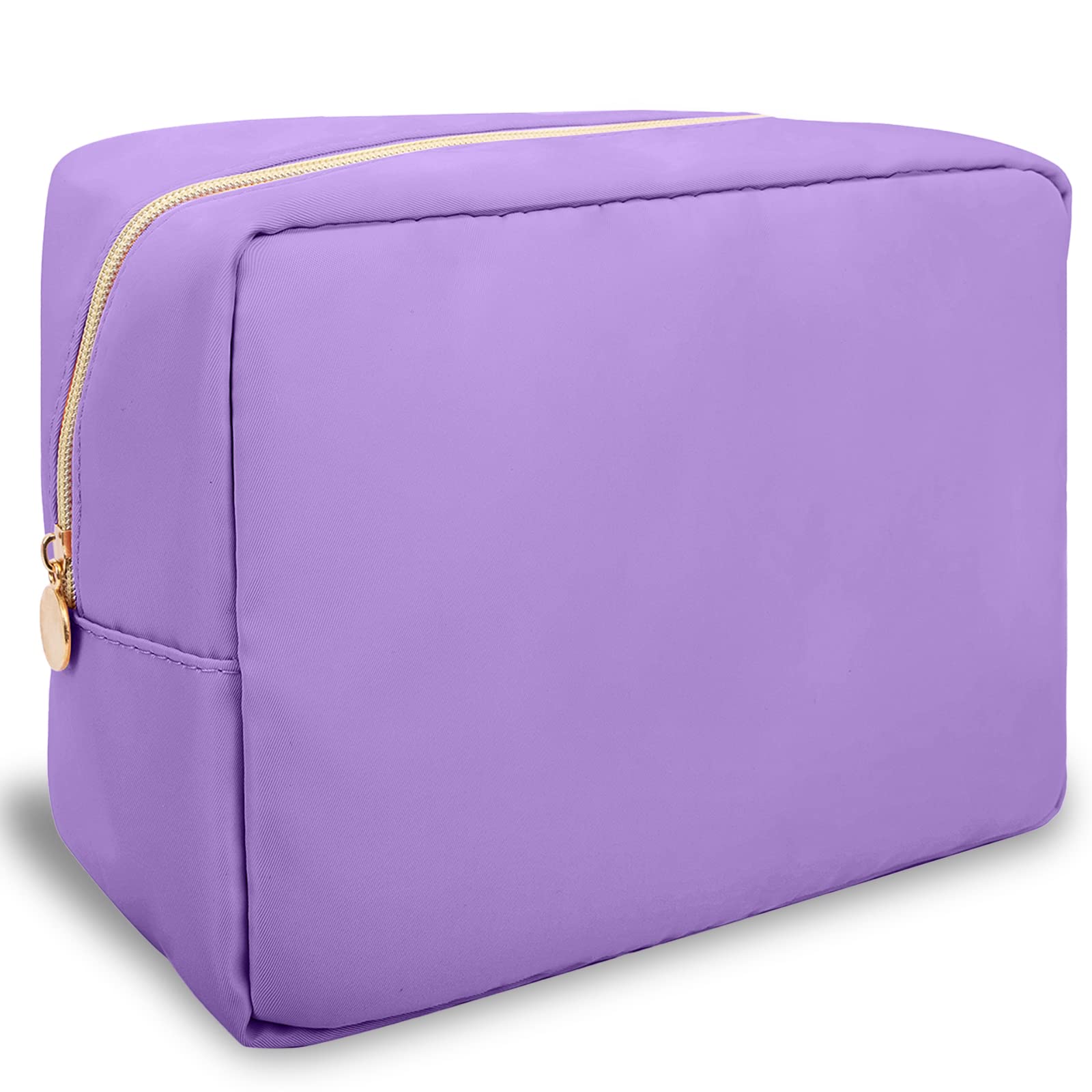 Nylon Large Makeup Bag Travel Cosmetic Bag Pouch, Preppy Big Makeup Bag Cute Cosmetic Zipper Pouch Purse, Waterproof Toiletry Bag Clutch Makeup