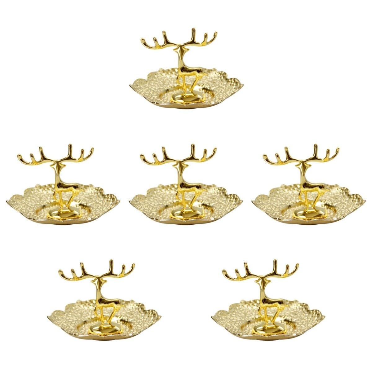 6 Piezas Bandeja para Joyas Dorada de Cobre Ciervo, Mesa Decorativa