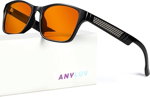 ANYLUV Gafas de luz azul para hombres y mujeres, gafas de juegos de computadora, antifatiga ocular, marco rectangular UV400 transparente