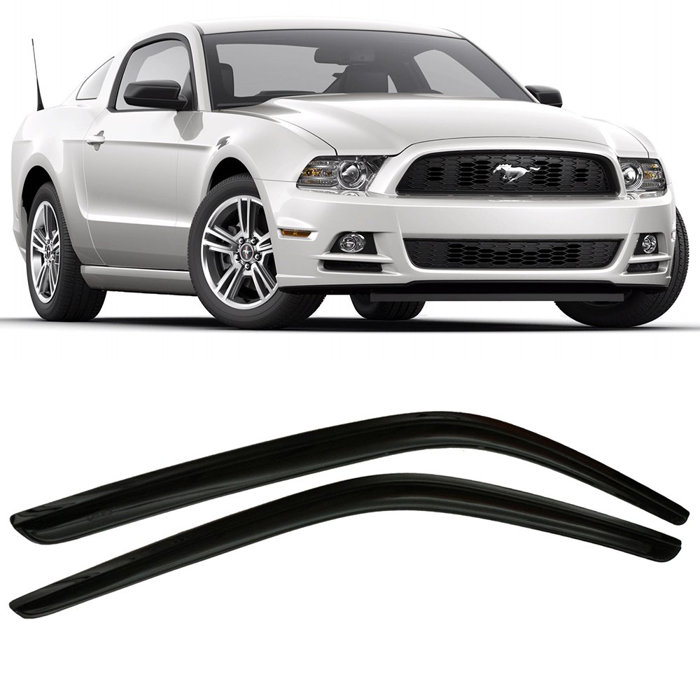Window Visor Compatible with 2010-2014 Ford Mustang, Acrylic Smoke Tinted 2PCS Sun Rain Shade Guard Wind Vent Air Deflector by IKON MOTORSPORTS, 2011 2012 2013