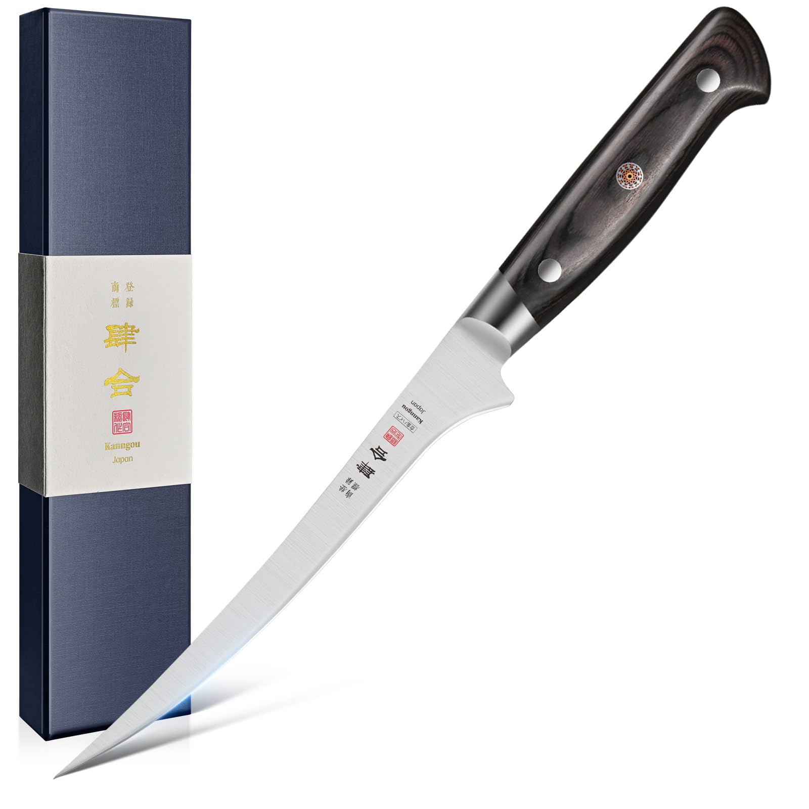 7 Inch Fillet Knife for Fish, Japan AUS-8 Alloy Steel Boning Knife for Meat with Full-Tang Pakkawood Handle, Kitchen Knives with Premium Gift Box (Classic Series)