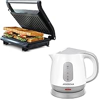 Vista 1 de Aigostar Panini Press Grill Sandwichera y hervidor eléctrico pequeño 1L 1100W
