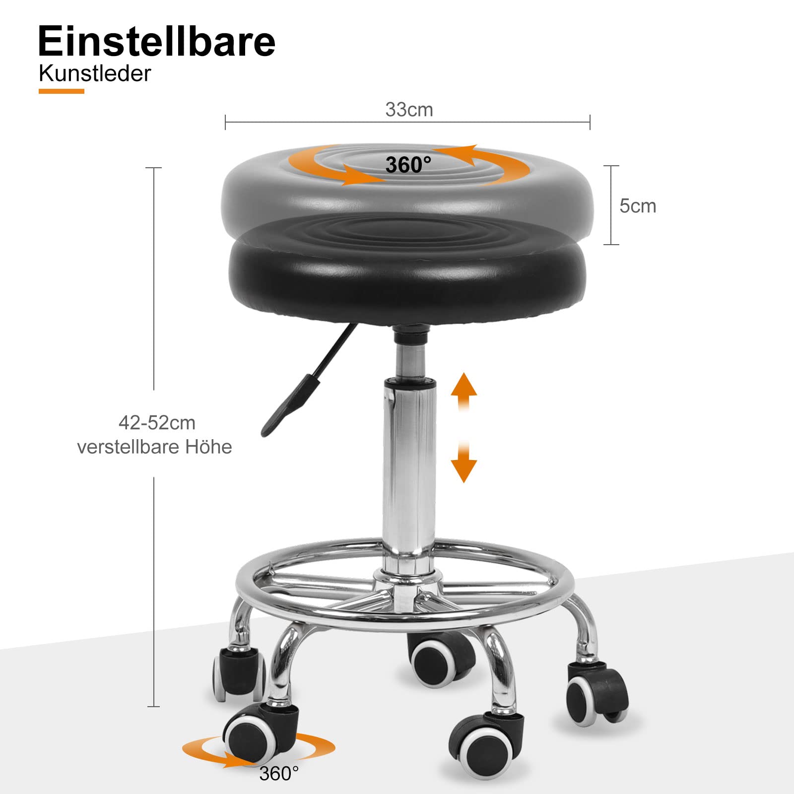 KEEPREAPER Massageliege Kosmetikliege klappbar & höhenverstellbar 3 Zonen mit Kosmetikhocker 78cm Breit Massagebett aus PU-Leder belastbar bis 270kg, Schwarz