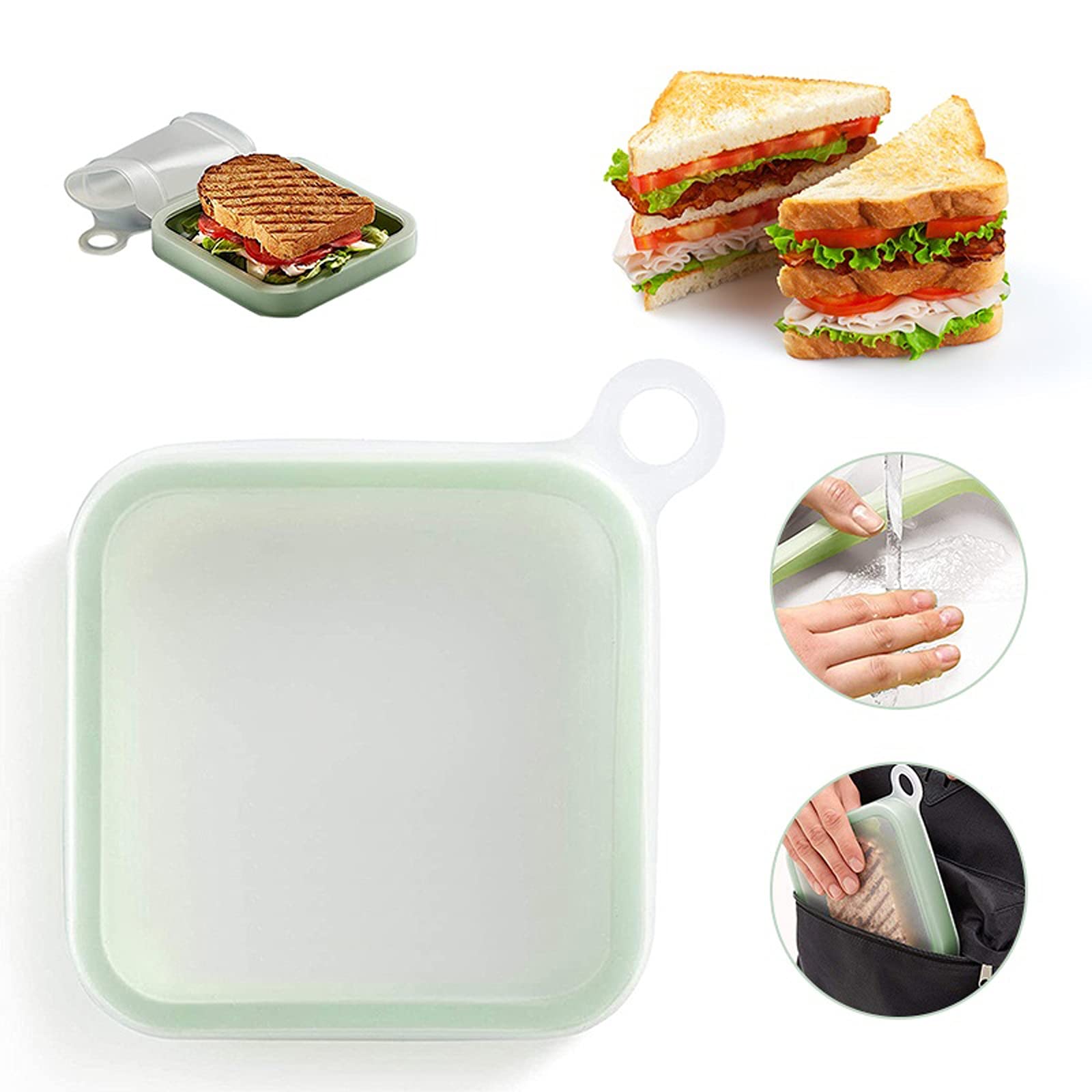 Lonchera portátil de silicona para tostadas, reutilizable, para evitar fugas de líquido, lonchera limpia y respetuosa con el medio ambiente