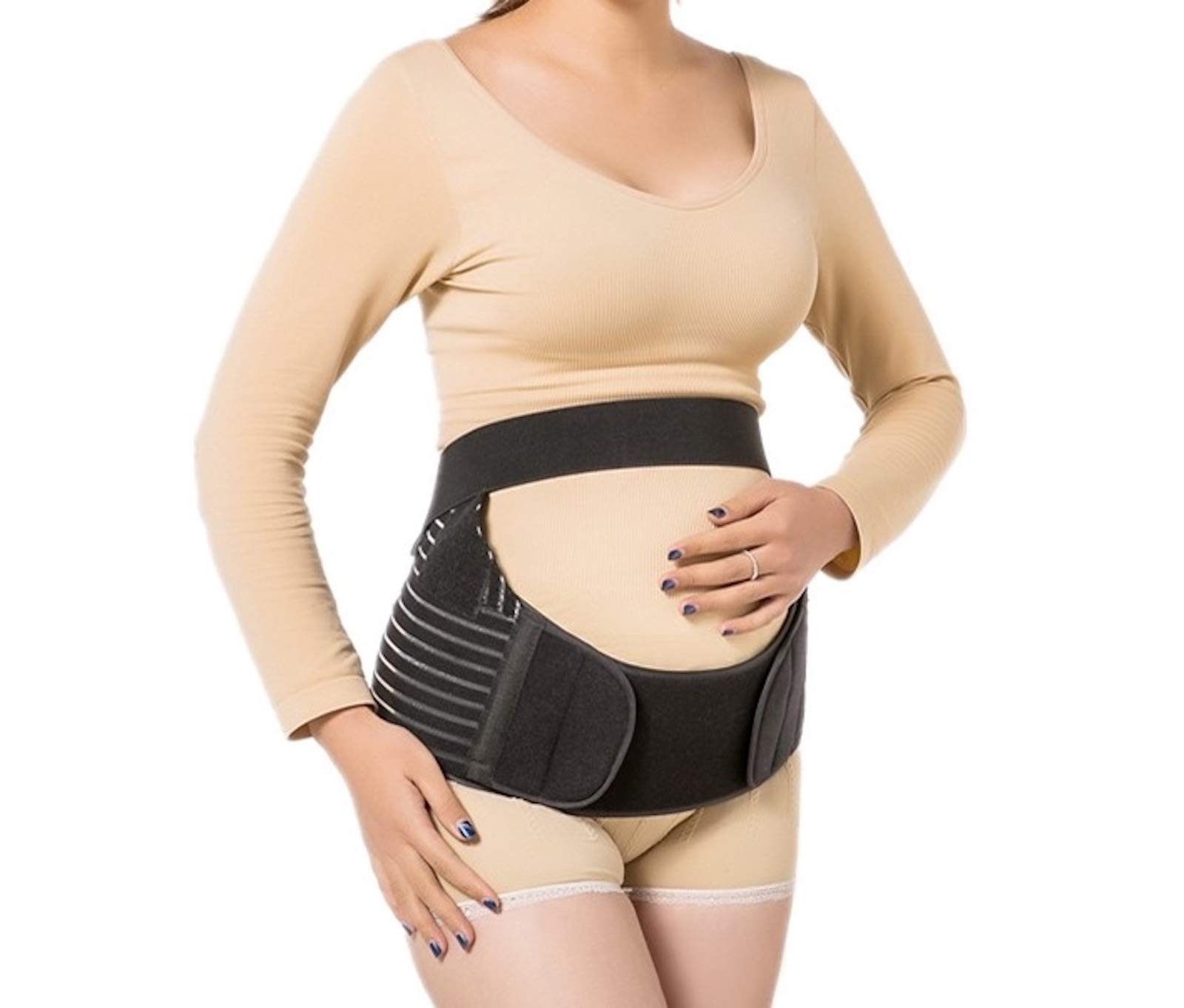 Elonglin Maternity Belt Belly Bands Brace, Pregnancy Waist & Abdomen Support Black S