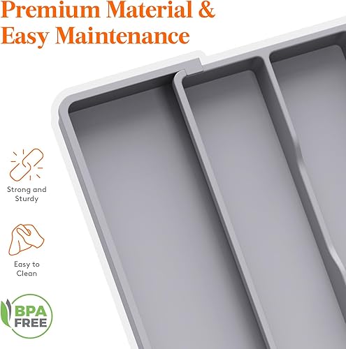 Miniatura 6 de Lifewit Organizador de utensilios para cajones de cocina, bandeja de utensilios de cocina expandible, soporte ajustable para cubiertos de cubiertos,