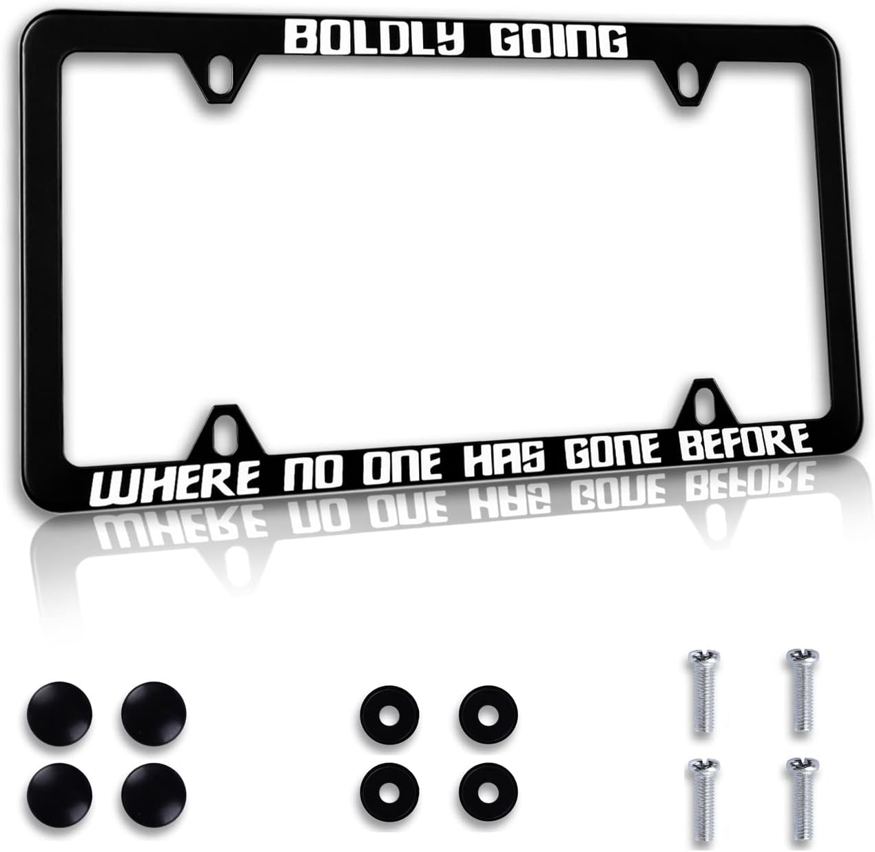 1Pack Funny License Plate Frame Boldly Going Where No One