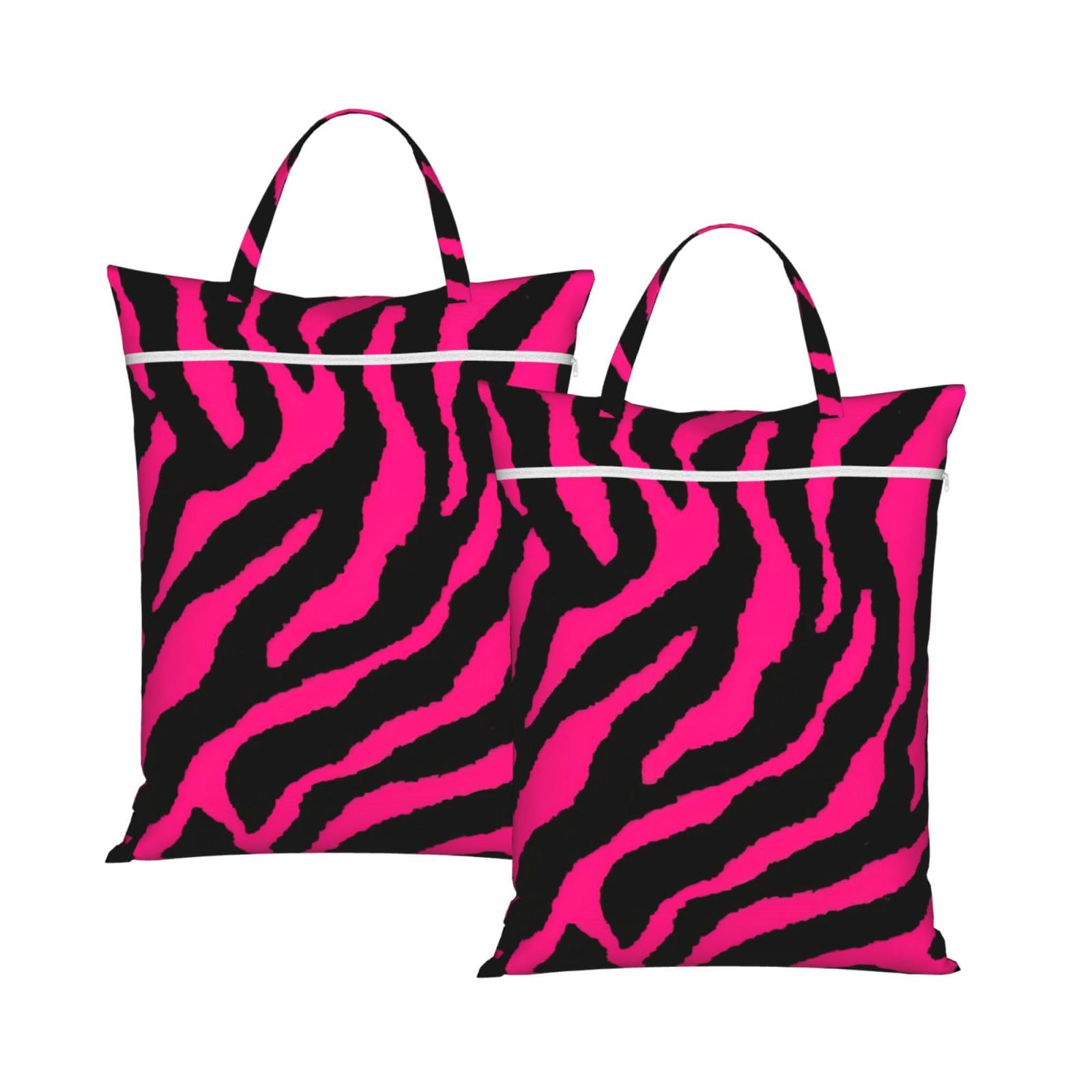 Zebra Tiger Leopard Pink Print Travel Laundry Bag Foldable Lightweight Camping Beach Dorm Weekend Getaways