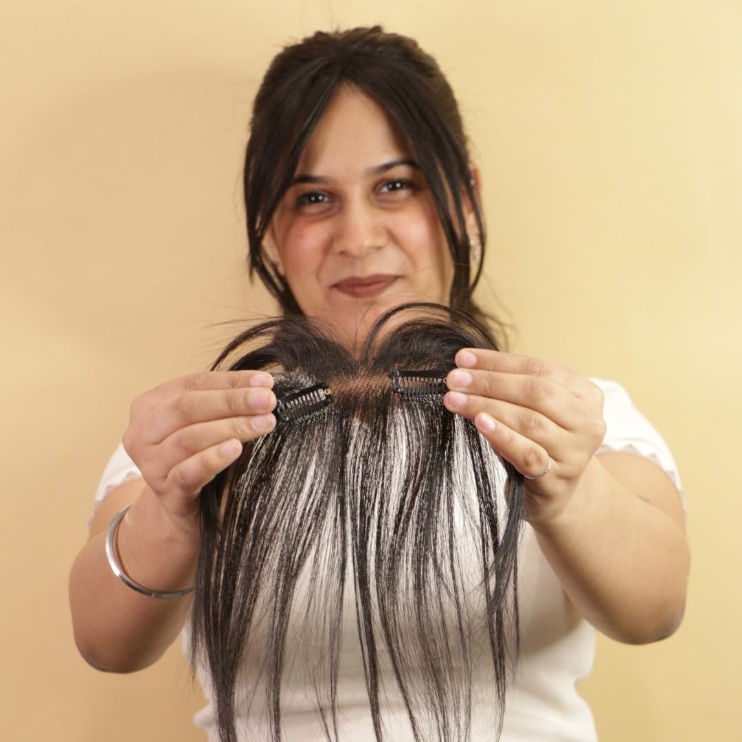 Hairarchy Frontline Hair Patch for Women | 100% Remy Human Hair Topper for Hairline Coverage, Thinning Hair & Receding Hairline | Natural Look, Lightweight & Easy Clip-In Hairpiece, ( 14 Inches, Natural Black)-image-44