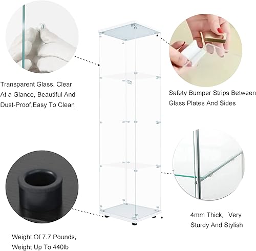 Miniatura 5 de vitrina de cristal con estantes de puertas de cristal gabinetes de pared Curio estante de exhibición estantería de esquina gabinete de