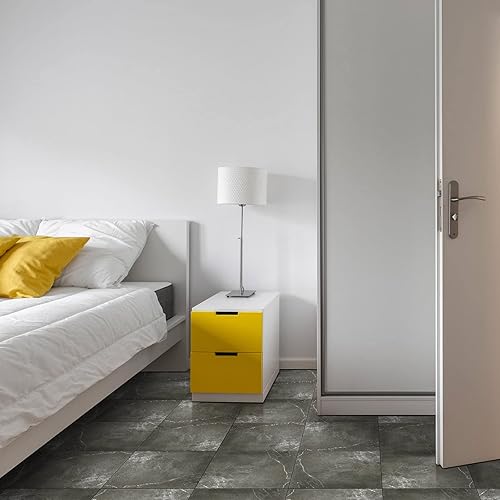 Miniatura 5 de Spiareal 48 baldosas de vinilo autoadhesivas e impermeables para baño, cocina, dormitorio, sala de estar, 48 unidades de 12 x 12 pulgadas (mármol