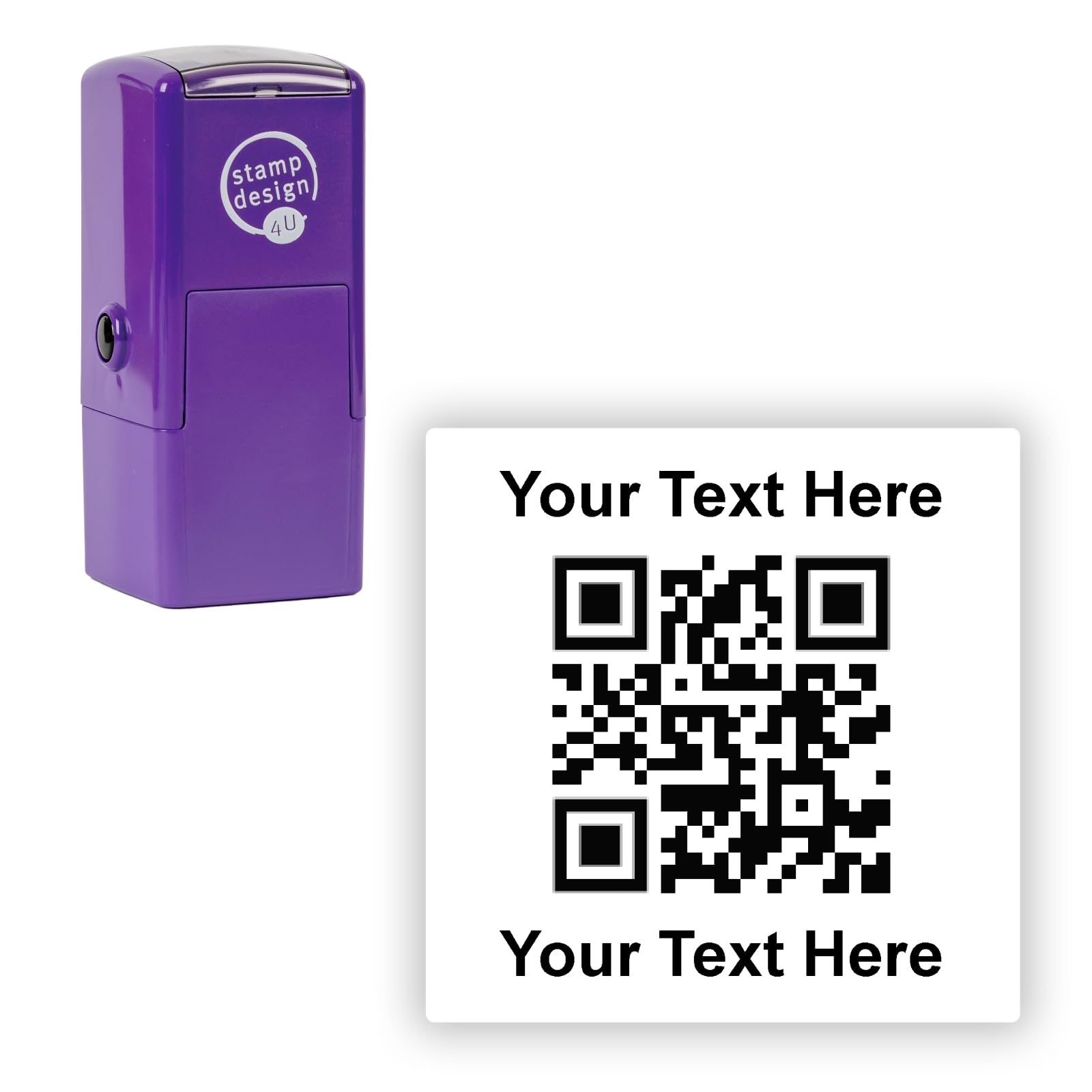 4933 Personalised QR Stamp - QR Code and up to 2 Lines of Text 25mm Imprint Size - Black Ink