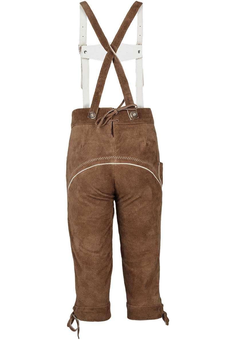 Isar-Trachten Jungen Kniebundlederhose für Kinder braun Bestickt, Kamel (braun), 134