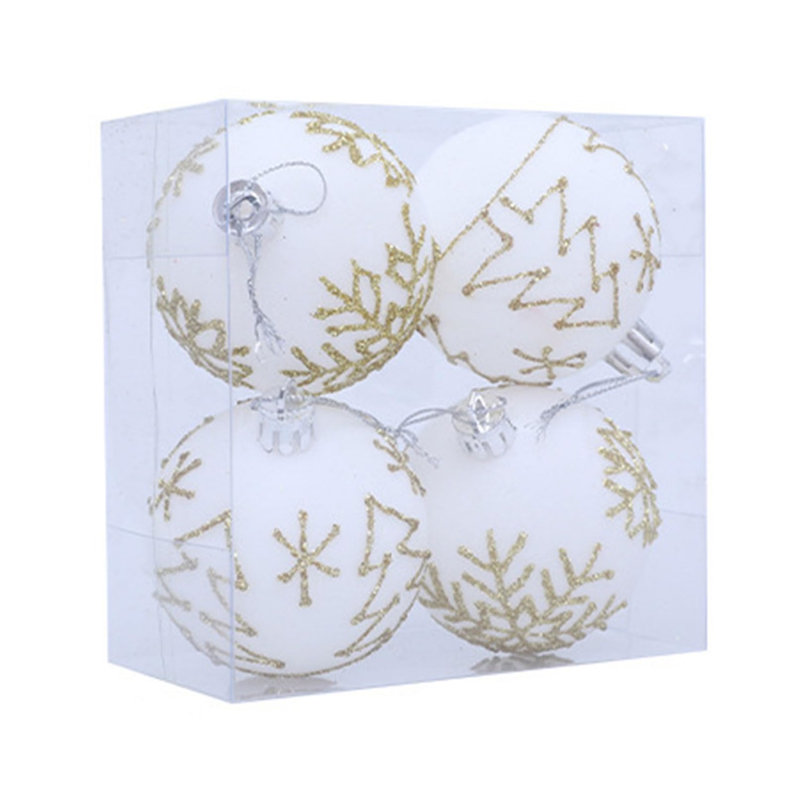 4Pcs Christmas Ball Ornament Shatterproof Christmas Baubles Hanging Decorations for Tree Wreath Mantels Embellishments Snowflakes Decorations