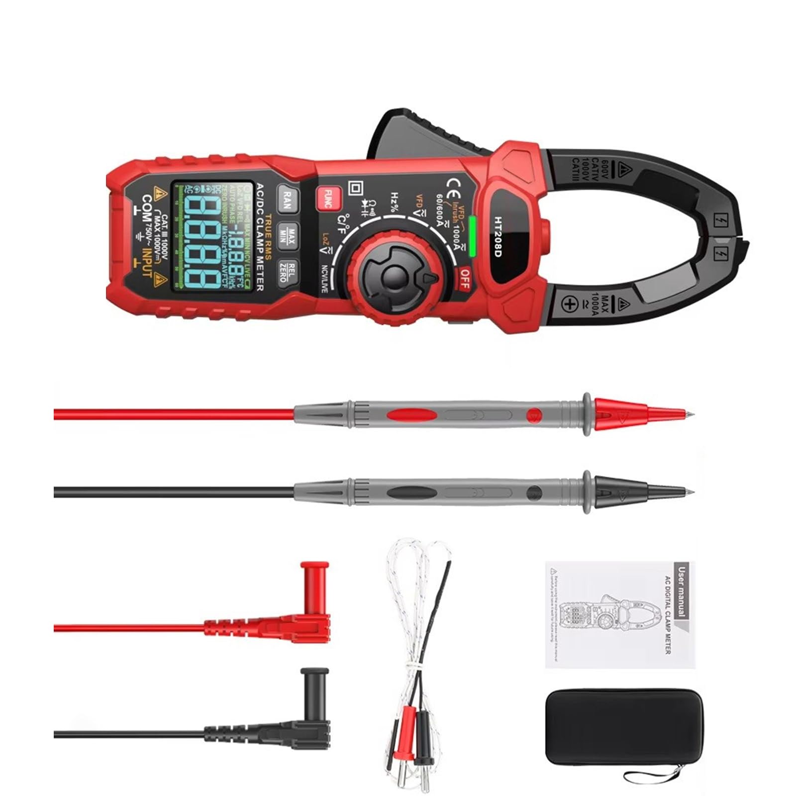 Apglsxy Ht208d Advanced Inrush Clamp Meter Digital Ammeter With Multiple Modes For Accurate Current And Voltages Measurement Digital Multimeter