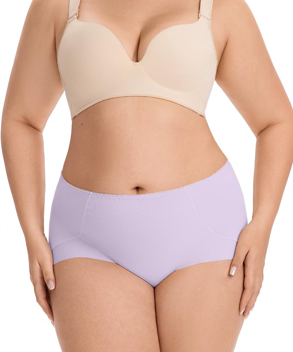5 Pack Plus Women's Underwear, One Size Panties Briefs High Waist, Full Cover Briefs Underwear