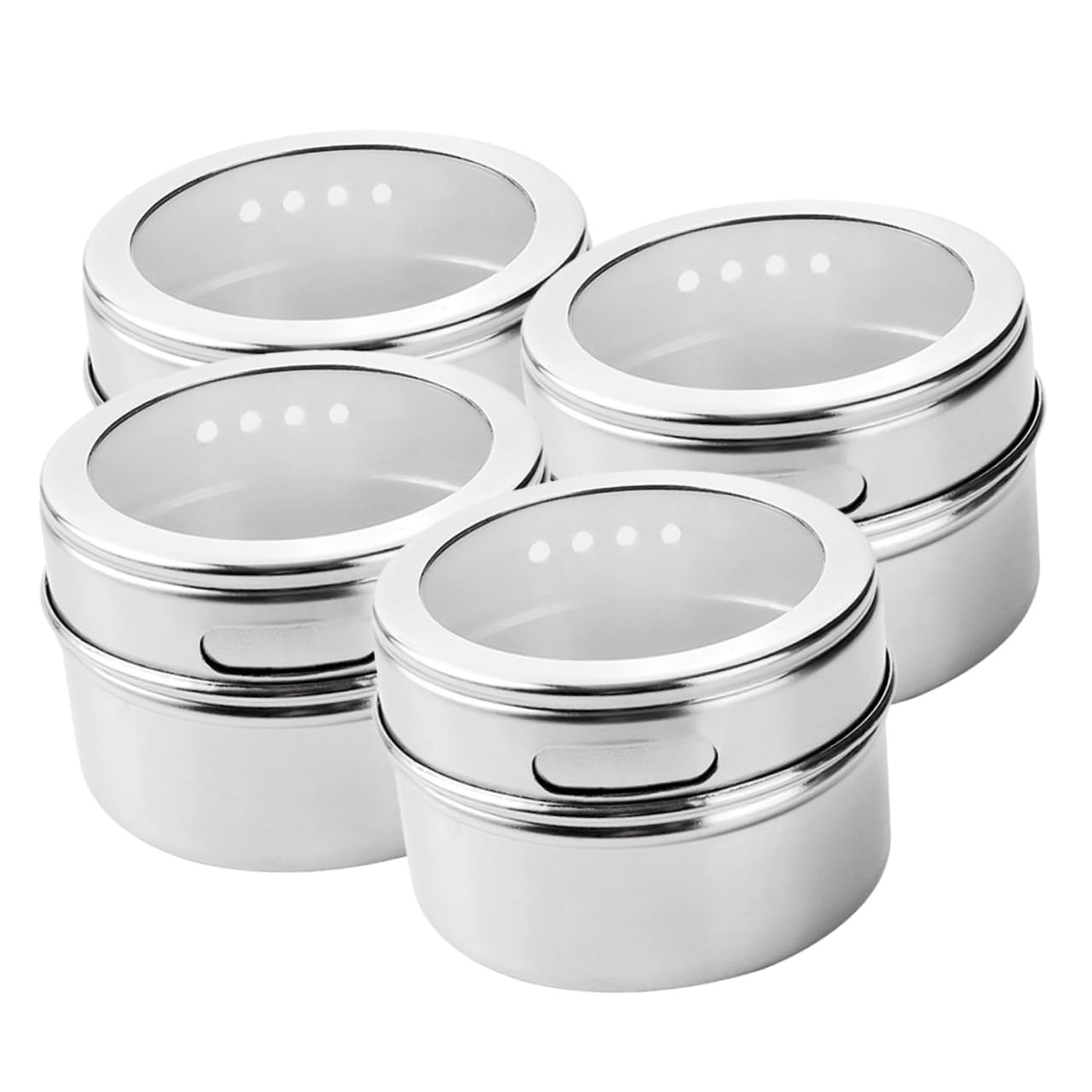 Cabilock 4pcs Stainless Steel Salt Jars Spice Containers for Kitchen Seasoning for Storing Sugar Pepper and More for Home Bbq Camping and Outdoor Use