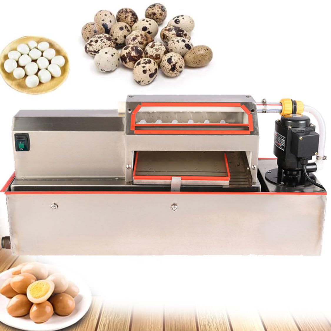 Máquina peladora eléctrica de huevos de codorniz, peladora de acero inoxidable con ciclo de agua, 70 kg/h para cocina comercial