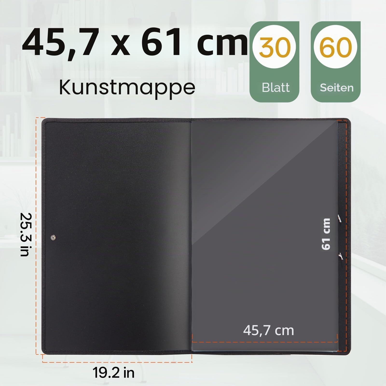 Nicpro Große Kunst-Portfolio-Mappe, 45,7 x 61 cm, 30 Taschen, 60 Seiten, Künstler-Portfolio-Mappe mit transparenten Kunststoffhüllen, Präsentationsaufbewahrungsbuch für Künstler, Kunstwerke, Zeichnen