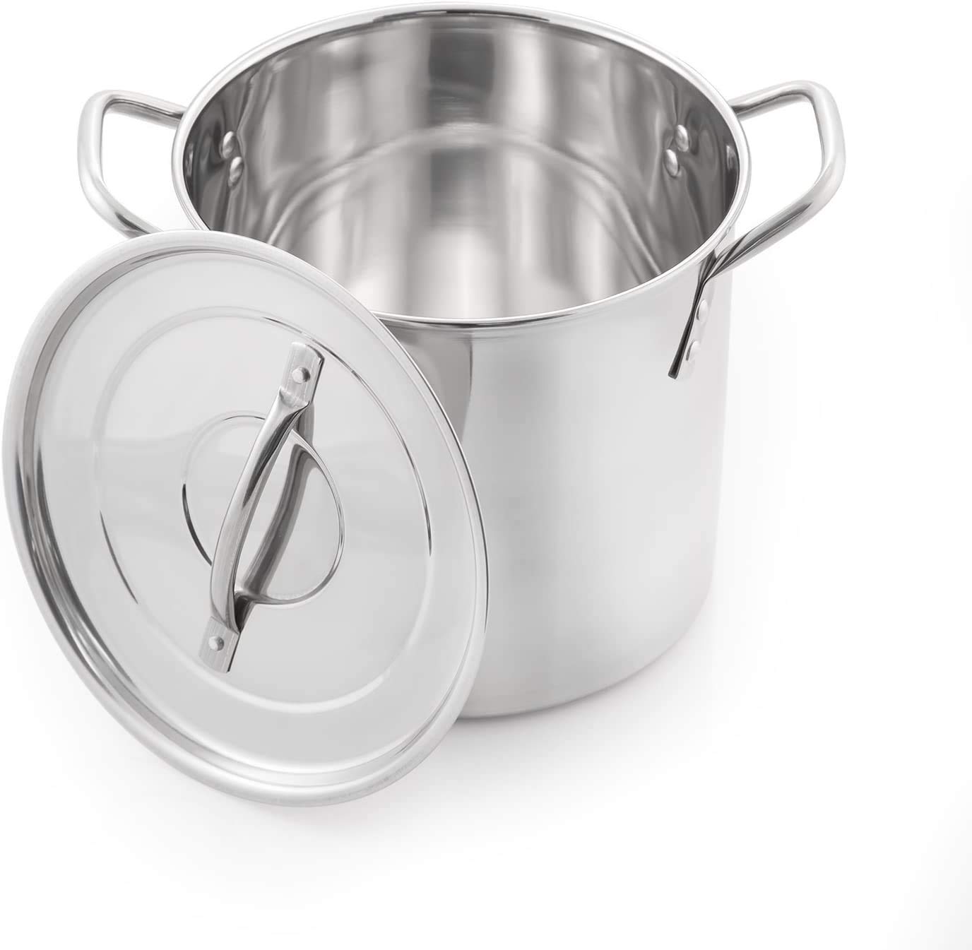 Winsome Stainless Steel Stock Pot with Lid - Bottom Deep Stew Sauce Soup Pasta Cooking Pot Home Brew Boiling Pot Set (Medium 10 LTR)